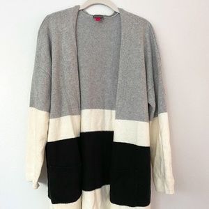 Women's Vince Camuto Neutral Color Block Long Cardigan Sweater L